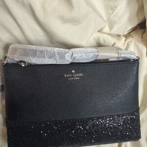 Kate Spade Black and Silver Glitter Wristlet
